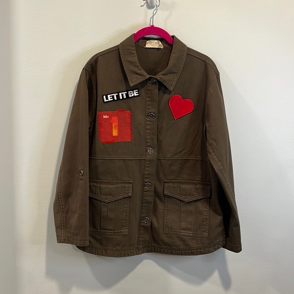Alice + Olivia x Beatles “Charline” military patch jacket M - Picture 3 of 5